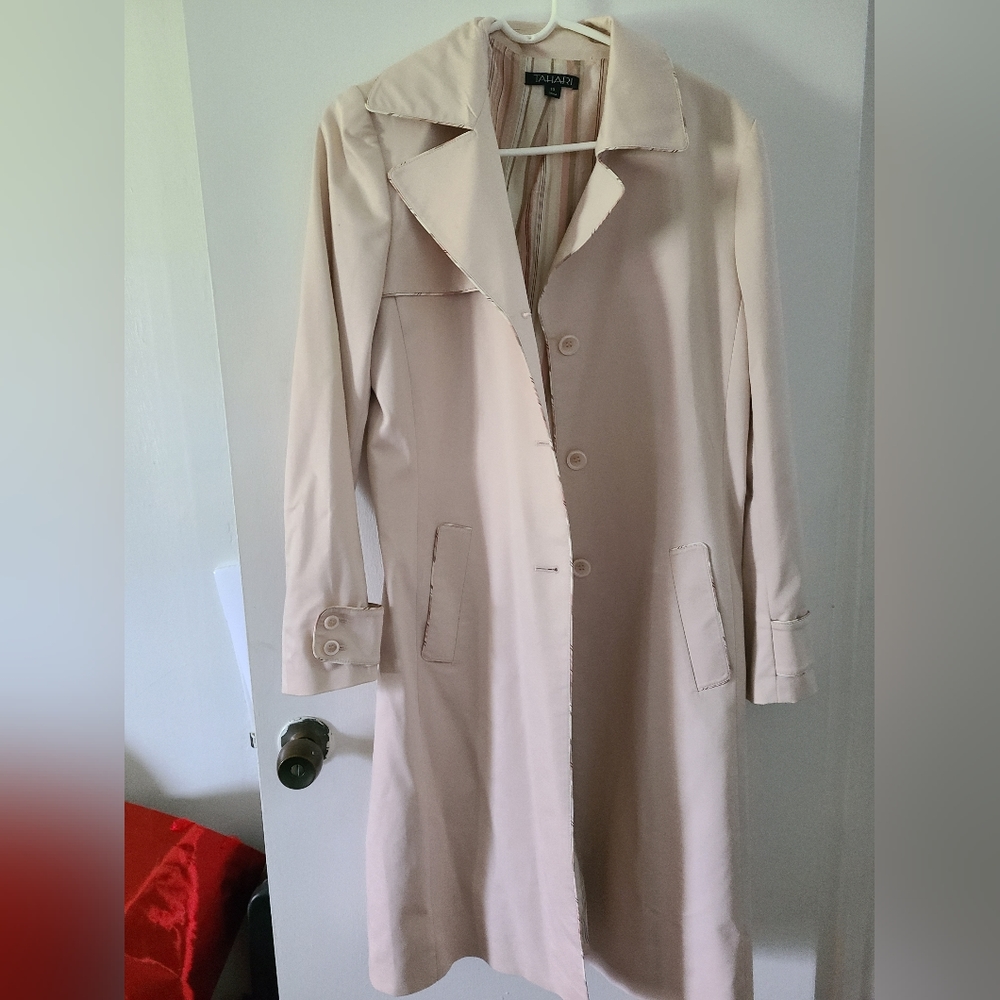 Tahari blush pink trench coat